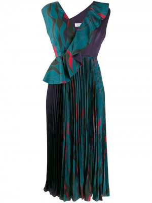 Платье с плиссировкой и принтом Fragment Three Floor. Цвет: зеленый