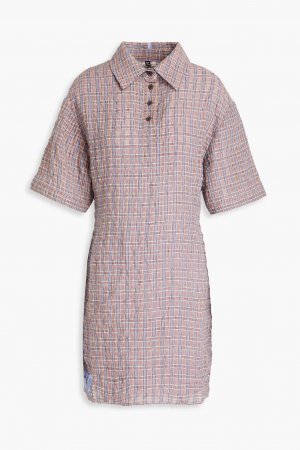 Платье-рубашка мини из льна и хлопка в мелкую клетку Mcq Alexander Mcqueen, розовый McQueen