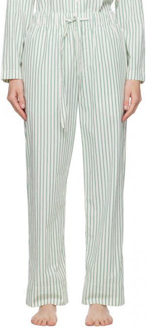 Бело-зеленые пижамные брюки на кулиске Tekla