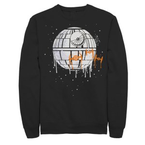 Мужской флисовый пуловер с рисунком Death Star Orange Ship Drip Wars
