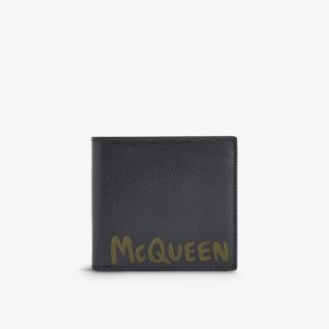 Кожаный кошелек с принтом граффити Alexander Mcqueen, черный McQueen