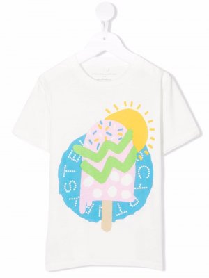 Ice-cream print T-shirt Stella McCartney Kids. Цвет: белый
