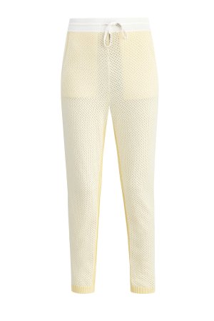 Перфорированные спортивные брюки с вязаными лампасами в полоску MAISON ULLENS. Цвет: желтый
