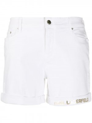 Джинсовые шорты с логотипом Karl Lagerfeld. Цвет: белый