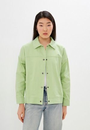 Куртка джинсовая Adele Fashion. Цвет: зеленый