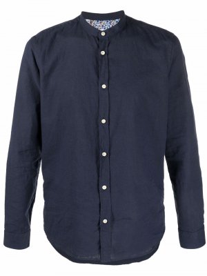 Рубашка с воротником-стойкой и контрастной отделкой Manuel Ritz. Цвет: синий