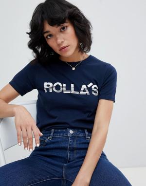 Классическая футболка с логотипом Rollas. Цвет: черный