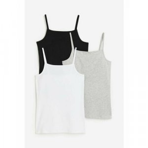 Майка , комплект из 3 шт., размер 134/140, серый, черный H&M. Цвет: серый/белый/черный