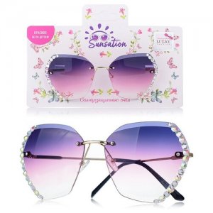 Солнцезащитные очки со стразами, фиолетовый Lukky