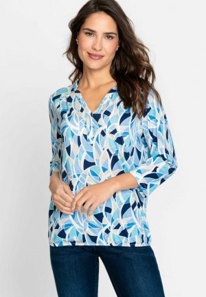 Рубашка с длинными рукавами MIT V-AUSSCHNITT UND ALLOVERNT , цвет blau Olsen