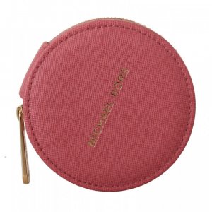 Кожаная круглая сумка на молнии Женский кошелек для хранения розовый Michael Kors
