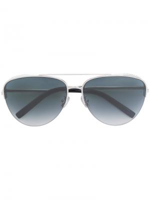 Солнцезащитные очки-авиаторы с кристаллами Boucheron Eyewear. Цвет: металлик