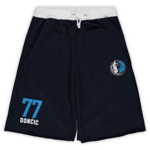 Мужские шорты Luka Doncic темно-синего цвета Dallas Mavericks Big & Tall French Terry с именем и номером Majestic