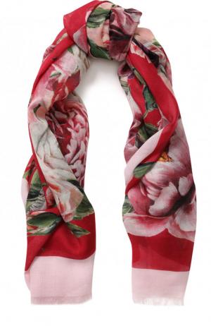 Шаль из смеси кашемира и шелка с цветочным принтом Dolce & Gabbana. Цвет: розовый