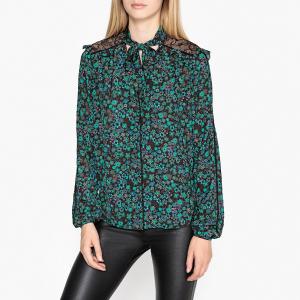 Блузка с рисунком и длинными рукавами BETINA BERENICE. Цвет: рисунок/зеленый