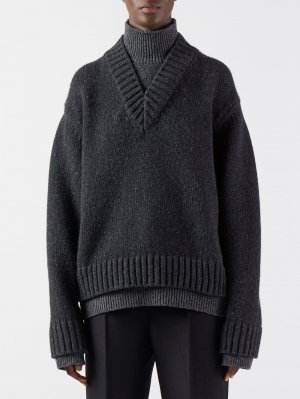Двухслойный свитер объемной вязки. , серый Bottega Veneta