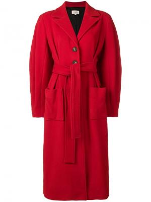 Длинное пальто с поясом Isa Arfen. Цвет: красный
