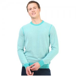 Пуловер мужской с круглым вырезом Marvelis бирюзовый, хлопок, размер: L, арт. 63101542. Цвет: бирюзовый