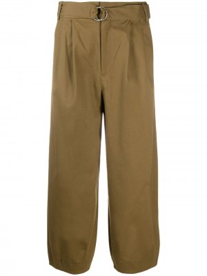 Укороченные брюки с поясом Tibi. Цвет: зеленый