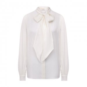 Шелковая блузка Saint Laurent. Цвет: кремовый