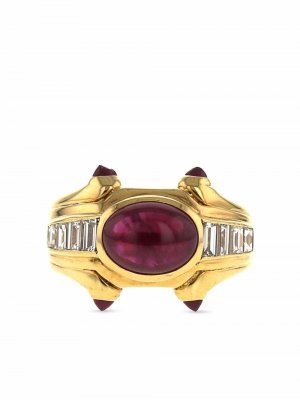 Кольцо 1980-х годов из желтого золота с бриллиантами и рубинами Bvlgari Pre-Owned. Цвет: золотистый