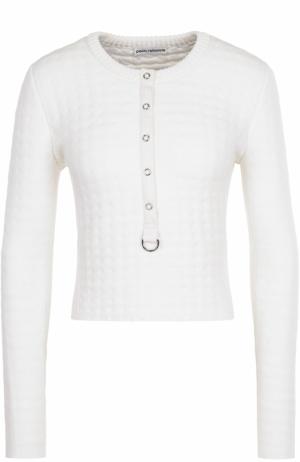Пуловер фактурной вязки с круглым вырезом Paco Rabanne. Цвет: белый