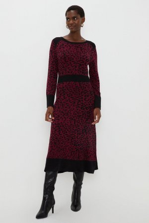 Трикотажное платье с леопардовым принтом , красный Wallis