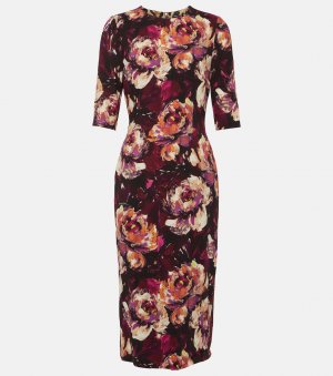 Платье миди из кади с цветочным принтом , мультиколор Dolce&Gabbana