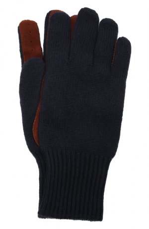 Комбинированные перчатки Brunello Cucinelli. Цвет: синий