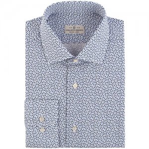 Мужская рубашка Colletto Bianco 000113-SF, размер 43 176-182, принт листочки на белом. Цвет: мультиколор