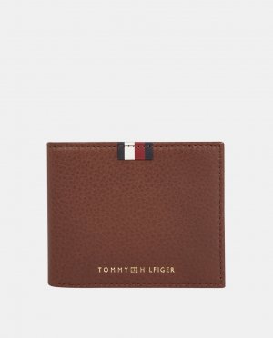 Коричневый кожаный кошелек с визитницей и бумажником , Tommy Hilfiger