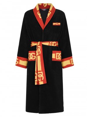 Банный халат с логотипом DOLCE&GABBANA, черный Dolce&Gabbana