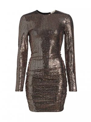 Мини-платье Sunny с пайетками и длинными рукавами L'Agence, цвет black bronze sequin L'AGENCE