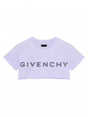 Укороченная футболка из хлопка с логотипом , лаванда Givenchy