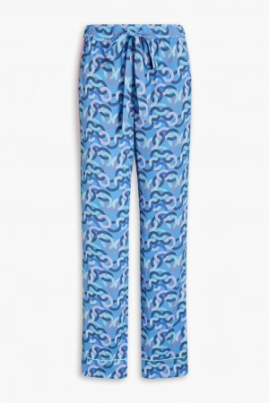Прямые брюки из крепа с принтом Cinzia Diane Von Furstenberg, светло-синий Furstenberg