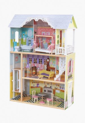 Дом для куклы KidKraft Кайли, с мебелью 10 предметов в наборе, кукол 30 см. Цвет: разноцветный