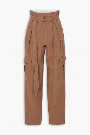 Льняные зауженные брюки с поясом Space For Giants Bassike, светло-коричневый bassike
