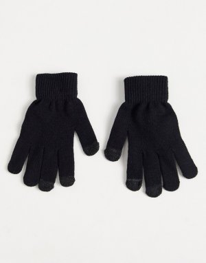 Черные перчатки с отделкой для сенсорных устройств -Черный цвет SVNX