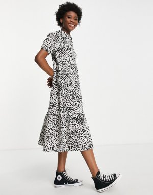 Платье-рубашка миди с леопардовым принтом -Разноцветный Influence
