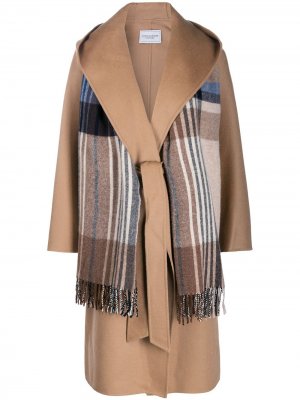 Пальто с шарфом и широкими лацканами Forte Dei Marmi Couture. Цвет: нейтральные цвета