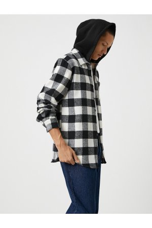 Рубашка Lumberjack с капюшоном, длинными рукавами и карманами , черный Koton