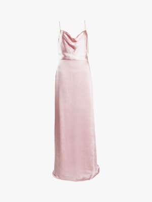 Платье макси с косым вырезом  Vivian, розовое True Decadence