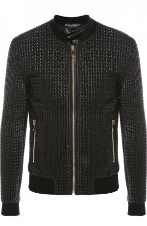 Стеганая утепленная куртка-бомбер Dolce & Gabbana. Цвет: черный