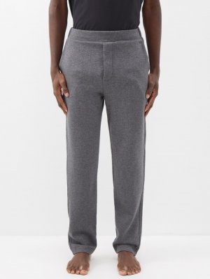 Эластичные пижамные брюки с узором «елочка» из хлопка, серый HANRO