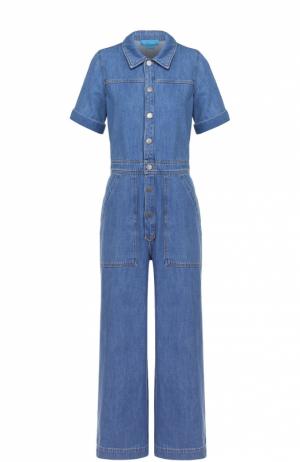 Джинсовый комбинезон с широкими брючинами и накладными карманами MiH Jeans. Цвет: синий