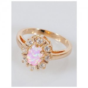 Кольцо помолвочное , опал, размер 17, мультиколор Lotus Jewelry. Цвет: розовый