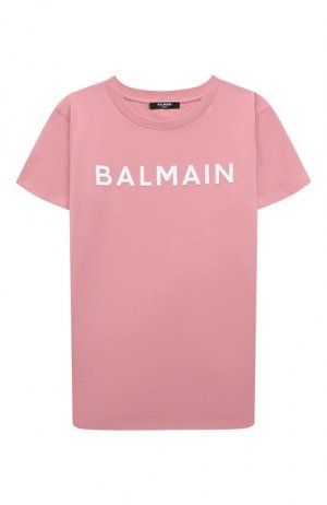 Хлопковая футболка Balmain. Цвет: розовый