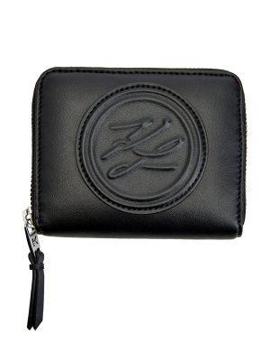 Компактный кошелек на молнии с тисненым логотипом KARL LAGERFELD. Цвет: черный