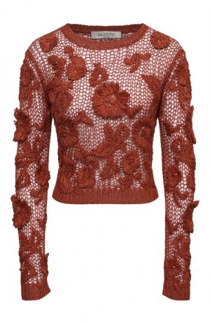 Льняной пуловер Valentino. Цвет: коричневый