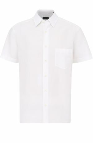 Рубашка с короткими рукавами из смеси хлопка и льна Ermenegildo Zegna. Цвет: белый